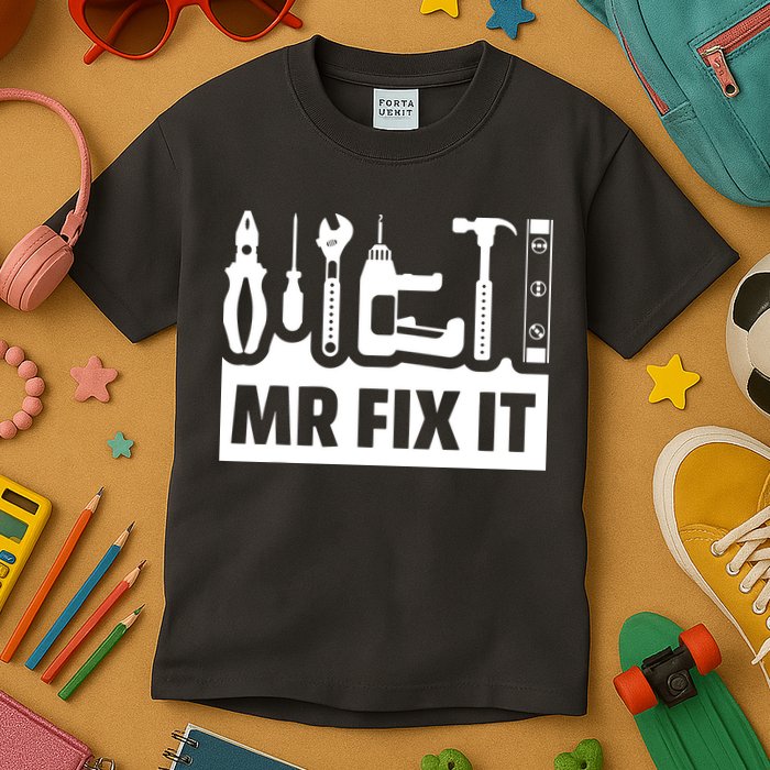 Dad Mr Fix It Funny Fathers Day For Father Of A Son Daddy Kids T-Shirt
