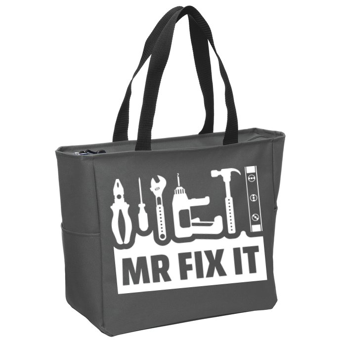 Dad Mr Fix It Funny Fathers Day For Father Of A Son Daddy Zip Tote Bag