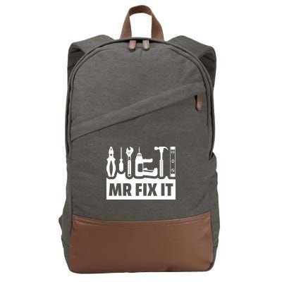Dad Mr Fix It Funny Fathers Day For Father Of A Son Daddy Cotton Canvas Backpack