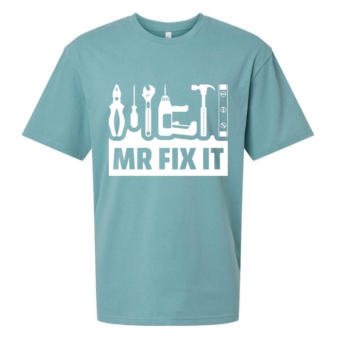 Dad Mr Fix It Funny Fathers Day For Father Of A Son Daddy Sueded Cloud Jersey T-Shirt