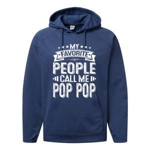 Distressed My Favorite People Call Me Pop Pop Retro Performance Fleece Hoodie