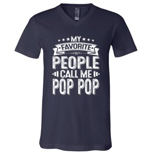 Distressed My Favorite People Call Me Pop Pop Retro V-Neck T-Shirt