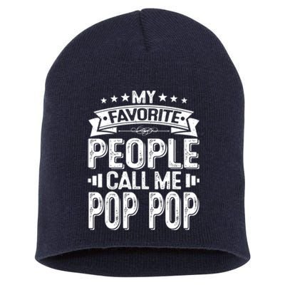 Distressed My Favorite People Call Me Pop Pop Retro Short Acrylic Beanie