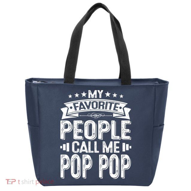 Distressed My Favorite People Call Me Pop Pop Retro Zip Tote Bag