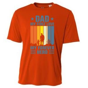 Dad My First Love My Forever Hero Daddy Gift Cooling Performance Crew T-Shirt