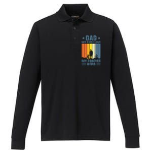 Dad My First Love My Forever Hero Daddy Gift Performance Long Sleeve Polo