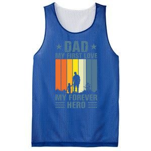 Dad My First Love My Forever Hero Daddy Gift Mesh Reversible Basketball Jersey Tank