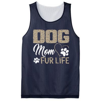 Dog Mom Fur Life Mothers Day Pet Owner Leopard Print Mesh Reversible Basketball Jersey Tank