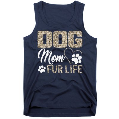 Dog Mom Fur Life Mothers Day Pet Owner Leopard Print Tank Top