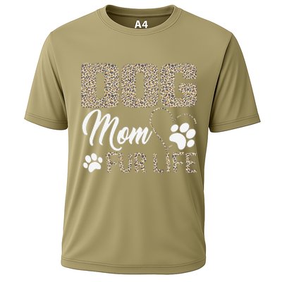 Dog Mom Fur Life Mothers Day Pet Owner Leopard Print Cooling Performance Crew T-Shirt