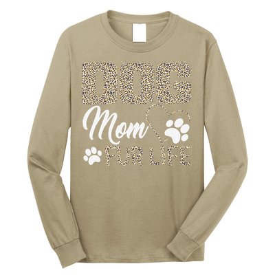 Dog Mom Fur Life Mothers Day Pet Owner Leopard Print Long Sleeve Shirt