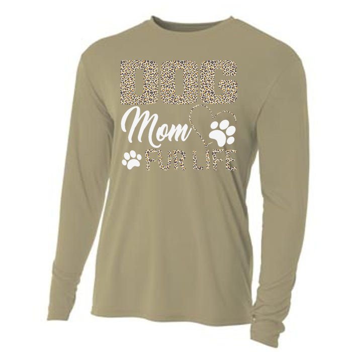 Dog Mom Fur Life Mothers Day Pet Owner Leopard Print Cooling Performance Long Sleeve Crew