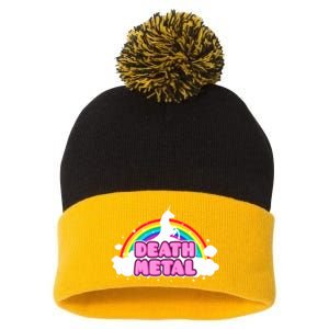 Death Metal! (Funny Unicorn Rainbow Mosh Parody Design) Pom Pom 12in Knit Beanie