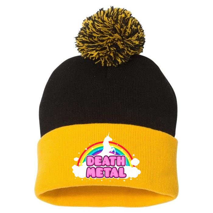 Death Metal! (Funny Unicorn Rainbow Mosh Parody Design) Pom Pom 12in Knit Beanie