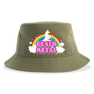 Death Metal! (Funny Unicorn Rainbow Mosh Parody Design) Sustainable Bucket Hat