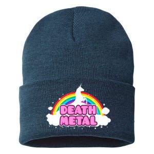 Death Metal! (Funny Unicorn Rainbow Mosh Parody Design) Sustainable Knit Beanie