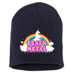 Death Metal! (Funny Unicorn Rainbow Mosh Parody Design) Short Acrylic Beanie