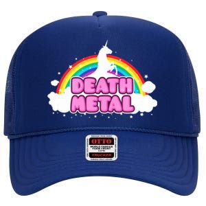 Death Metal! (Funny Unicorn Rainbow Mosh Parody Design) High Crown Mesh Back Trucker Hat