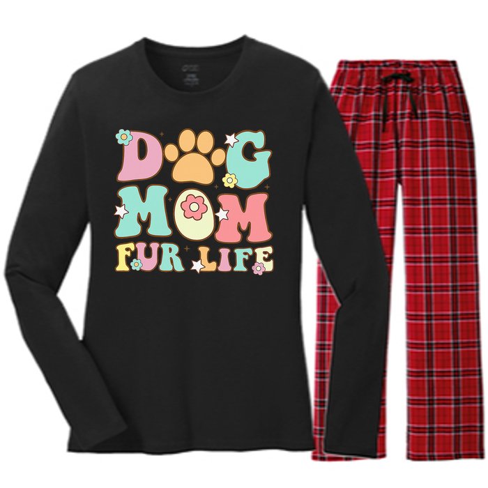 Dog Mom Fur Life Mothers Day For Wife Dogs Women's Long Sleeve Flannel Pajama Set 