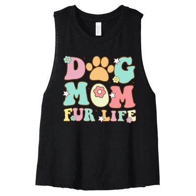 Dog Mom Fur Life Mothers Day For Wife Dogs Women's Racerback Cropped Tank