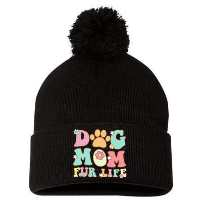 Dog Mom Fur Life Mothers Day For Wife Dogs Pom Pom 12in Knit Beanie