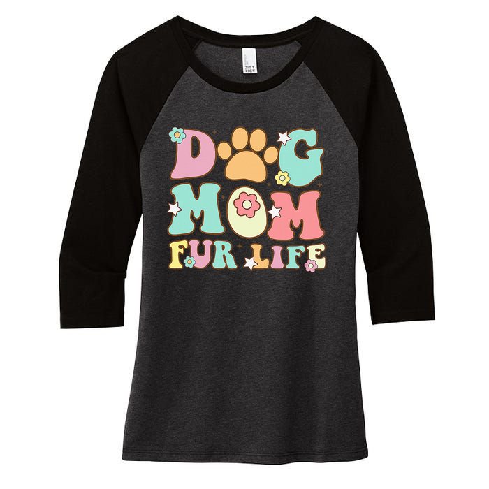 Dog Mom Fur Life Mothers Day For Wife Dogs Women's Tri-Blend 3/4-Sleeve Raglan Shirt