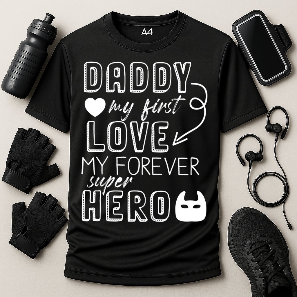 Daddy My First Love My Forever Superhero Cute Cooling Performance Crew T-Shirt