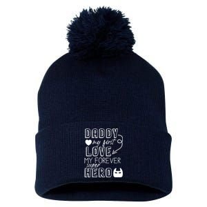 Daddy My First Love My Forever Superhero Cute Pom Pom 12in Knit Beanie