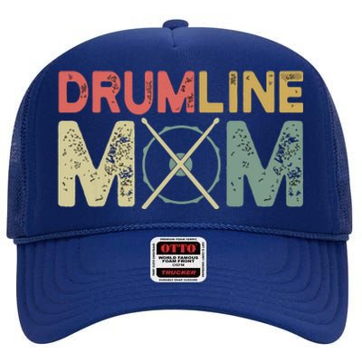 Drumline Mom Funny Retro Marching Band Mom For Mother High Crown Mesh Back Trucker Hat