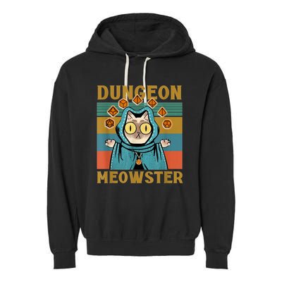 Dungeon Meowster Funny Cat Lover Garment-Dyed Fleece Hoodie