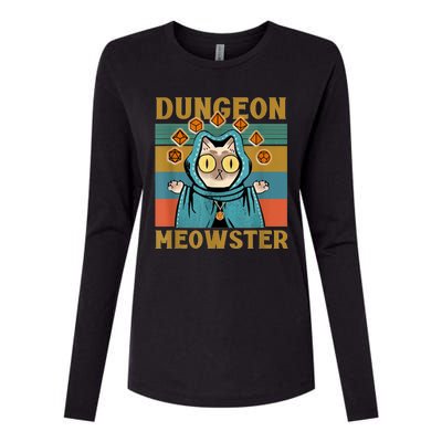 Dungeon Meowster Funny Cat Lover Womens Cotton Relaxed Long Sleeve T-Shirt