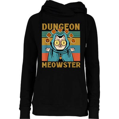 Dungeon Meowster Funny Cat Lover Womens Funnel Neck Pullover Hood