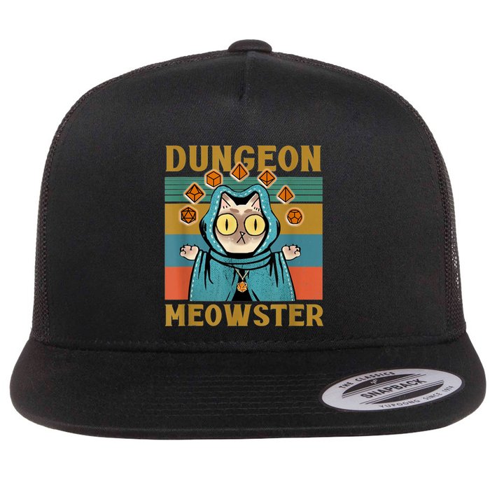Dungeon Meowster Funny Cat Lover Flatbill Hat