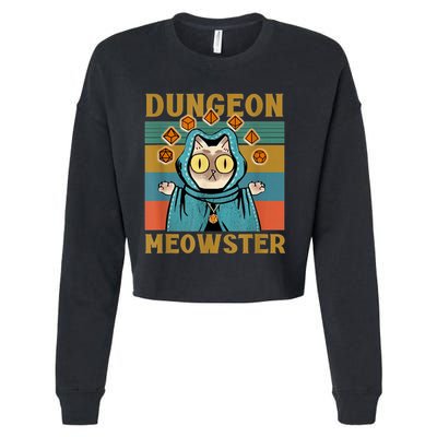 Dungeon Meowster Funny Cat Lover Cropped Pullover Crew