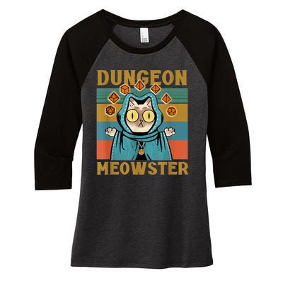 Dungeon Meowster Funny Cat Lover Women's Tri-Blend 3/4-Sleeve Raglan Shirt