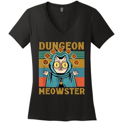 Dungeon Meowster Funny Cat Lover Women's V-Neck T-Shirt