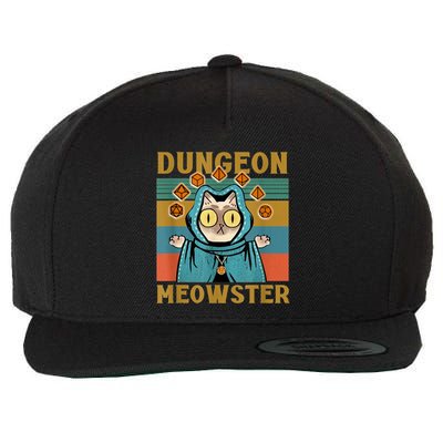 Dungeon Meowster Funny Cat Lover Wool Snapback Cap