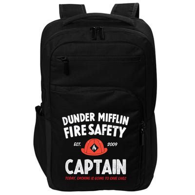 Dunder Mifflin Fire Safety Captain Est.2009 Today Smoking Is Going To Save Lives Impact Tech Backpack