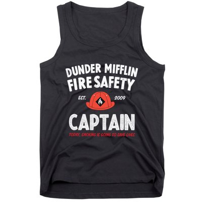Dunder Mifflin Fire Safety Captain Est.2009 Today Smoking Is Going To Save Lives Tank Top