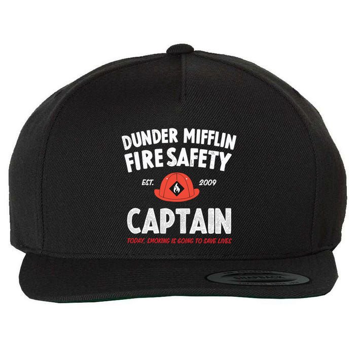 Dunder Mifflin Fire Safety Captain Est.2009 Today Smoking Is Going To Save Lives Wool Snapback Cap