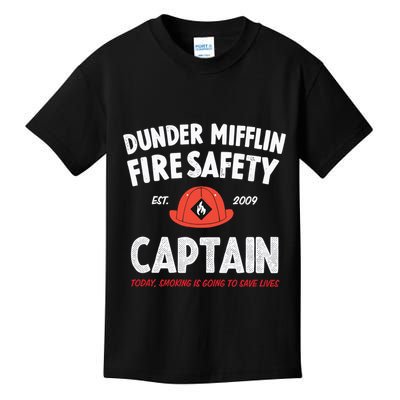 Dunder Mifflin Fire Safety Captain Est.2009 Today Smoking Is Going To Save Lives Kids T-Shirt