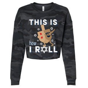 Dreidel Menorah Funny Hanukkah Gift This Is How I Roll Cropped Pullover Crew