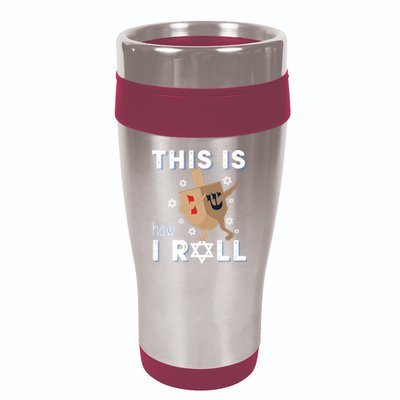 Dreidel Menorah Funny Hanukkah Gift This Is How I Roll 16oz Travel Tumbler