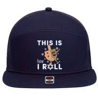 Dreidel Menorah Funny Hanukkah Gift This Is How I Roll 7 Panel Mesh Trucker Snapback Hat