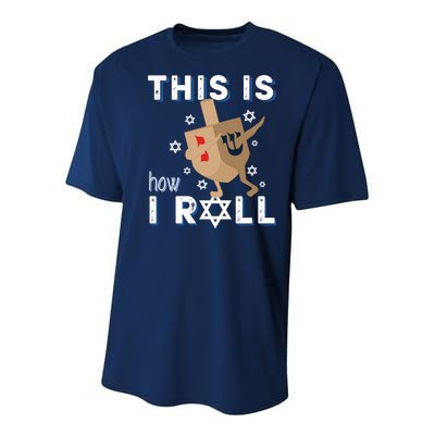 Dreidel Menorah Funny Hanukkah Gift This Is How I Roll Youth Performance Sprint T-Shirt