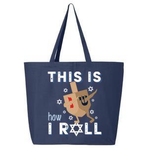 Dreidel Menorah Funny Hanukkah Gift This Is How I Roll 25L Jumbo Tote