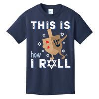 Dreidel Menorah Funny Hanukkah Gift This Is How I Roll Kids T-Shirt