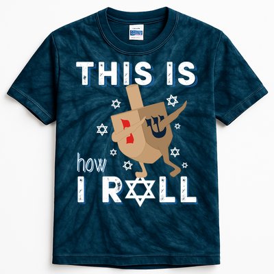 Dreidel Menorah Funny Hanukkah Gift This Is How I Roll Kids Tie-Dye T-Shirt