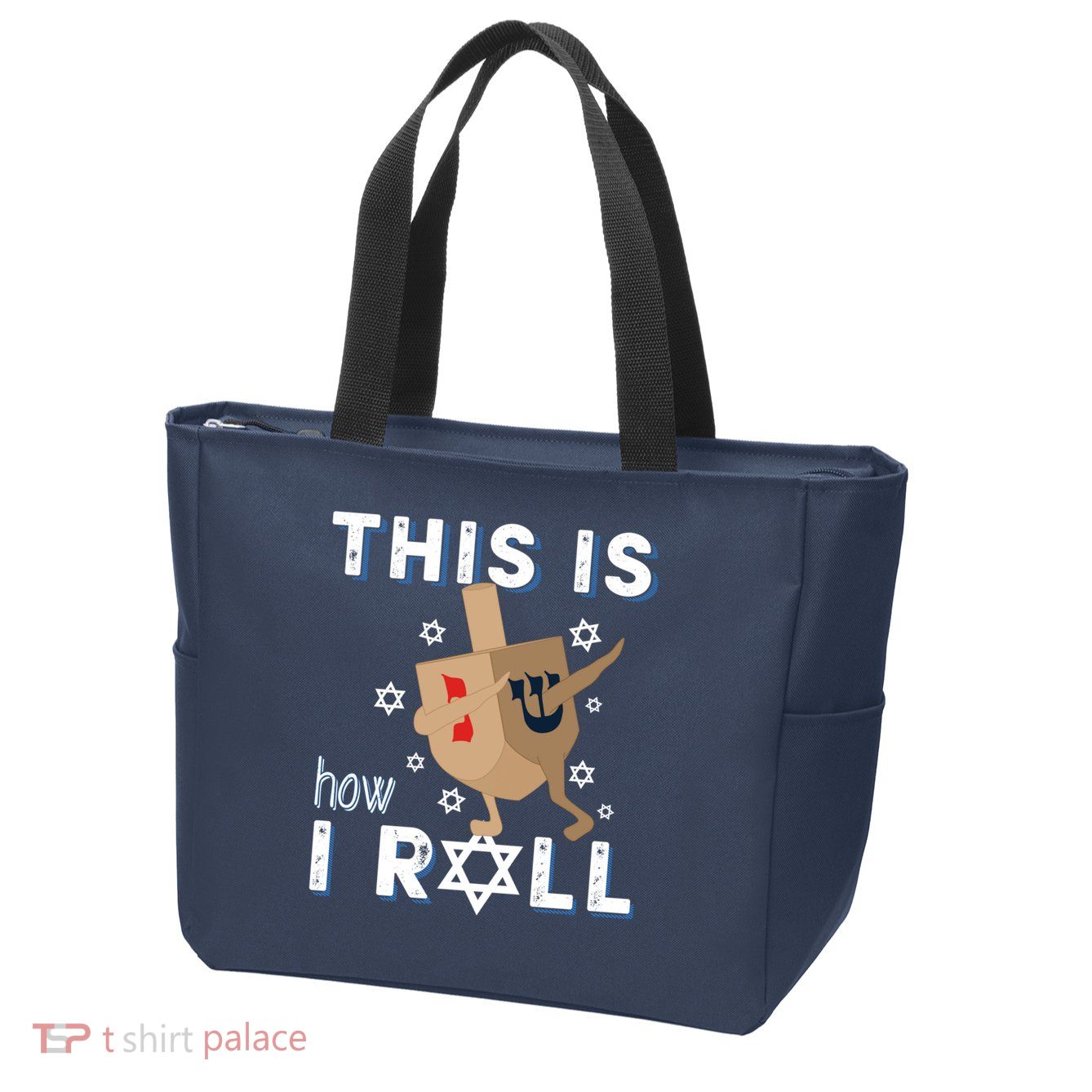 Dreidel Menorah Funny Hanukkah Gift This Is How I Roll Zip Tote Bag