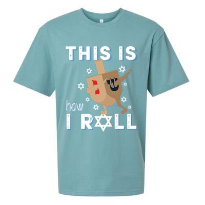 Dreidel Menorah Funny Hanukkah Gift This Is How I Roll Sueded Cloud Jersey T-Shirt